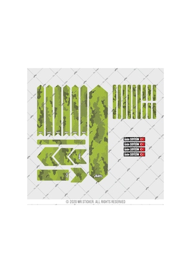 Bcy37 Reflektif Bisiklet Sticker Seti Avantaj Paket Yesil Siyah ...