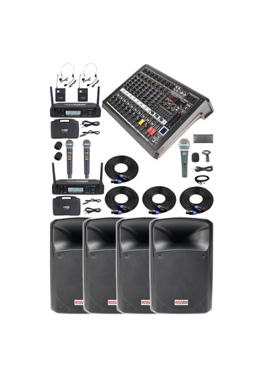 Midex Extreme Paket-2 Mixer Hoparlör Mikrofon Full Ses Sistemi Seti