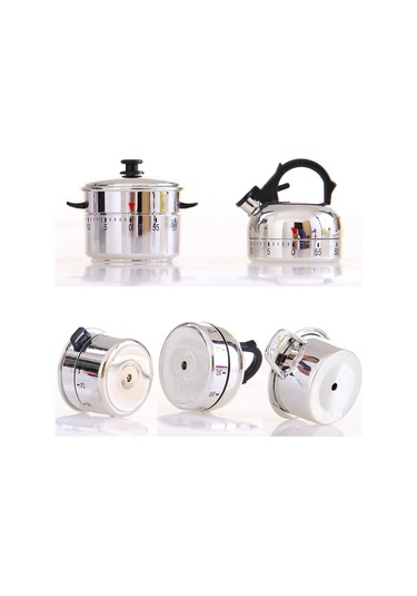 Padalink Paslanmaz Çelik Çaydanlık Şekilli 60 Dakika Mekanik Geri Sayım Zamanlayıcı, Mutfak Alarmı, Elektriksiz Manuel Pişirme Hatırlatıcı Çok Renkli