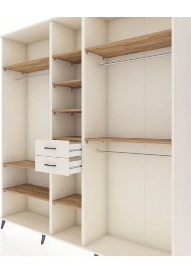 Hyperion Dolap 10 Raflı 2 Çekmeceli 3 Askılı 220x44x243 Aytaşı-çam/aytaşı Atlas Çam/aytası