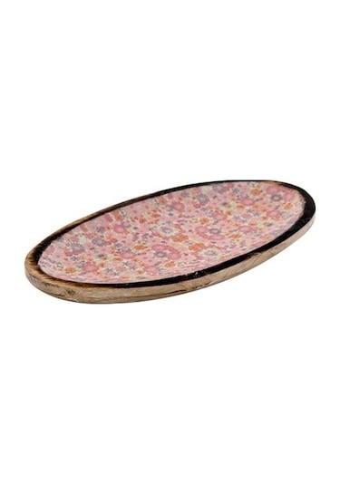 Vitale AK.Fq0009-P Şiva Çiçek Desenli Oval Tabak Pembe