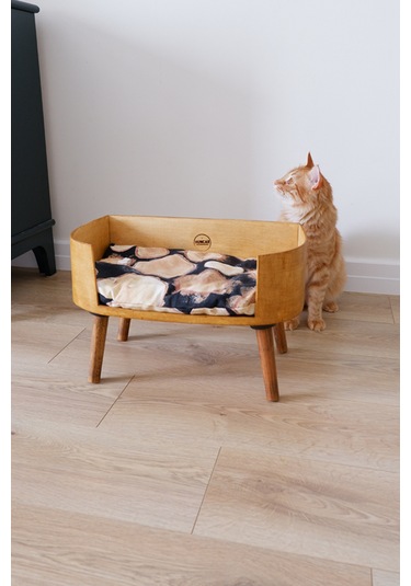 Huncar Kedi Evi Ahşap Doğal Dekoratif