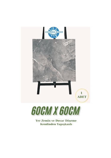 Yapışkanlı Yer Zemin Ve Duvar Kaplama Paneli Arkası Kauçuklu 60x60cm Banyo Salon Floor Pvc Panel 617