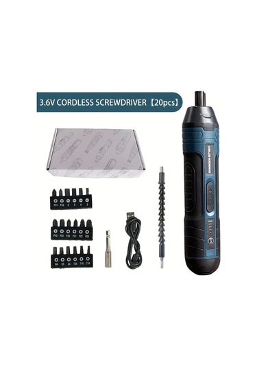 Renk Kutusu 20 Parça Set 3.6v Lityum Akülü Vidalama Seti, 4 Tork Ayarlı Kablosuz Elektrikli Vidalama Makinesi