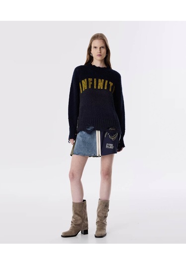 Twist Eskitme Efektli Lacivert Kadın Kazak Tw6250050265 Lacivert