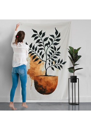 Dekoratif Minimal Bitki Duvar Örtüsü-7651