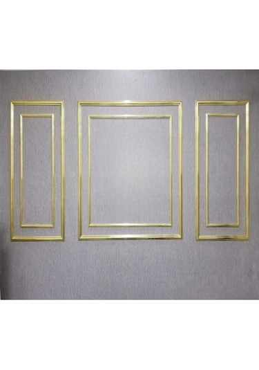 Altın Gold Renk Dekoratif Poliüretan Duvar Çıtası 6' Lı Hazır Kesim Çerçeve Seti