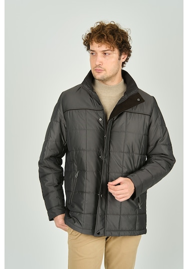 Daynax Erkek İçi Kürklü Dik Yaka Fermuar Ve Çıtçıt Kapamalı Mont Kaban 4000 Gri Gri