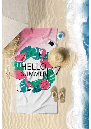 Hello Summer Dijital Baskılı 70X150 CM Plaj Havlusu
