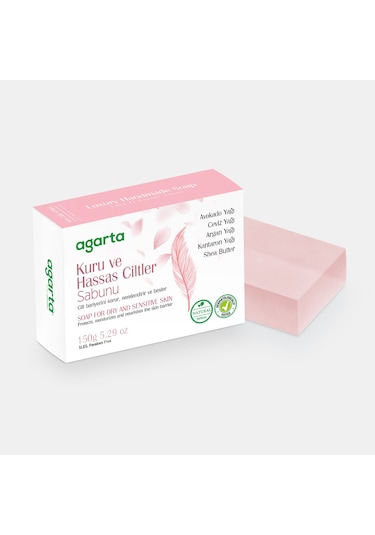 Agarta Doğal Kuru ve Hassas Ciltler için Katı Bitkisel Sabun 150 G