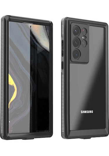 Samsung Galaxy S22 Ultra Kılıf Toz Kir Su Geçirmez Kapak Siyah