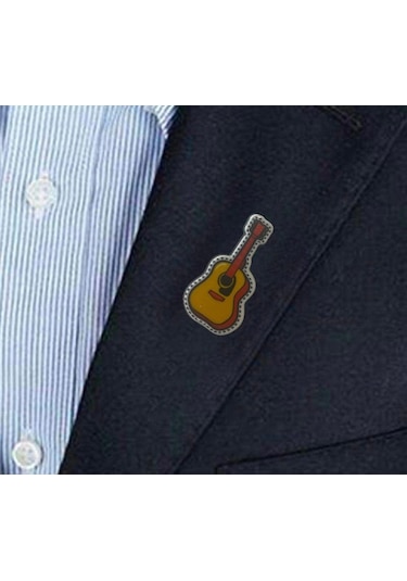 Herşey Nota Gitar Yaka İğnesi Rozet Çok Renkli