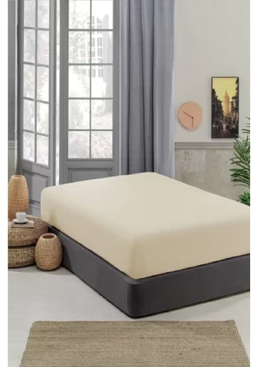 Mycey Krem Lastikli Streç Battal Boy Havlu Çarşaf 180x200 Cm Krem