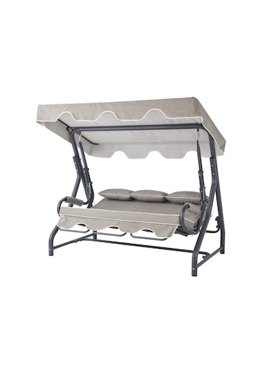 Salvia 3 Kişilik Bahçe Balkon Salıncağı - Kırçıllı Gri Kırçıllı Gri