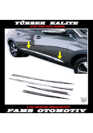 Peugeot 3008 Krom Yan Kapı Çıtası 4 Kapı 2016 ve Üzeri