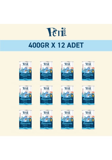 Somonlu Yaş Konserve Yetişkin Kedi Maması, Jöle İçinde Parça Etli, 400 Gr X 12 Adet