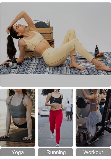 Symbee Bayan Fitness 2'li Set: Dekoratif Çizgili Büstiyer + Tayt, Sarı, Avrupa Bedeni 4/s 22738+22373 Sarı