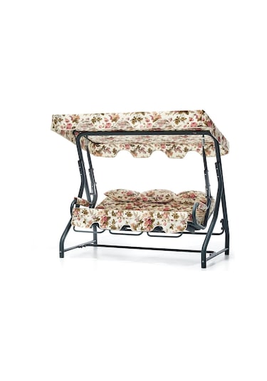 Salvia 3 Kişilik Bahçe Balkon Teras Salıncağı - Panama Kumaş Ekru