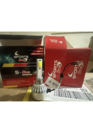 H1 Led Xenon Beyaz Far Ampulü 60w 10800lm 6000k Şimşek Etkili S-line Çiftli Set