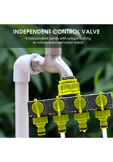 Qingmipy 4 Yollu Bahçe Hortumu Ayırıcı - 4 Bağımsız Açma/kapama Vanası İle Pratik Sulama Ve İrrigasyon Çözümü