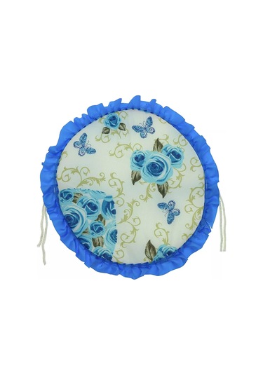 Desenli Fırfırlı Yuvarlak Tabure Ve Sandaliye Minderi-karışık Renk 30x30cm 2'li Çok Renkli