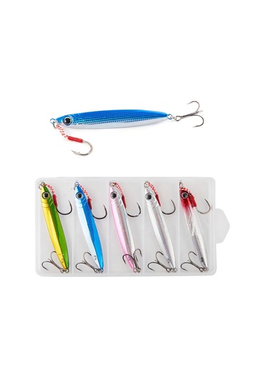 Yaozixa 5 Adet 40g Uzun Menli Kurşun Uçlu Renkli Yaban Balığı Yemi Seti - Akustik Simülasyon, Derin Su Derinlikleri İçin Dayanıklı Karbon Çelik İğneli Yemler