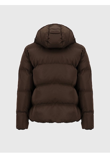 Ltb Kapüşonlu Fermuarlı Şişme Kahve Rengi Mont 011254406825018 14143 Kahve Rengi Kahverengi