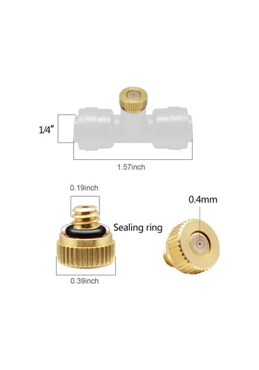 10 Adet T Ve Fişli Sisleme Nozulları 1/4 İnç Sisleme Nozulları Seti Bahçe Açık Hava Veranda Soğutma Sistemi İçin Pirinç Sisleme Nozulları Beyaz