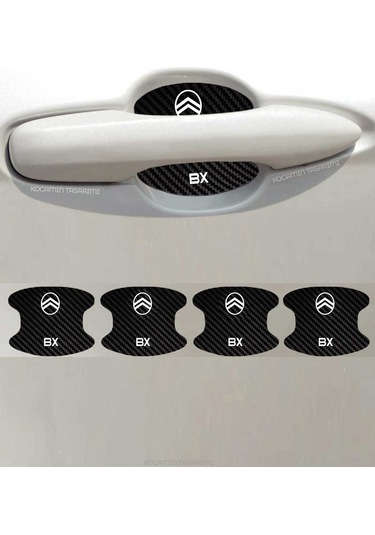 Citroen Bx Kapı İçi Çukur Bölgeleri İçin Karbon Desenli Çizik Koruma Folyo Takımı Bx Yazılı 4 Adet