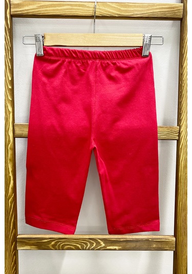 Kız Çocuk Kısa Tayt Düz Renk Beli Lastikli D27 Kırmızı
