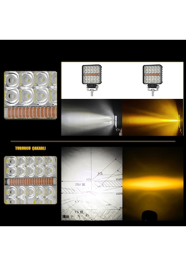 Off Road Çakarlı Drl Gündüz Led Kare Çalışma Lambası Ve Sis Farı