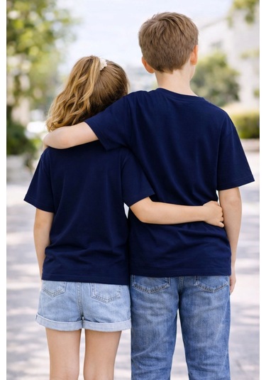 Zuzunga Unisex Basic Kısa Kollu Çocuk T-shirt Lacivert