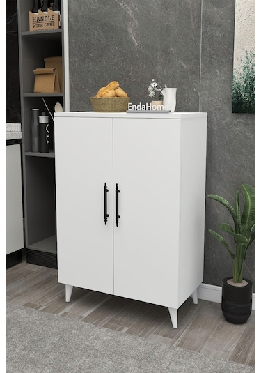 Pegasus 3 Raflı 2 Kapaklı Çok Amaçlı Dolap Mutfak Banyo Balkon Erzak Killer Dolabı - Beyaz