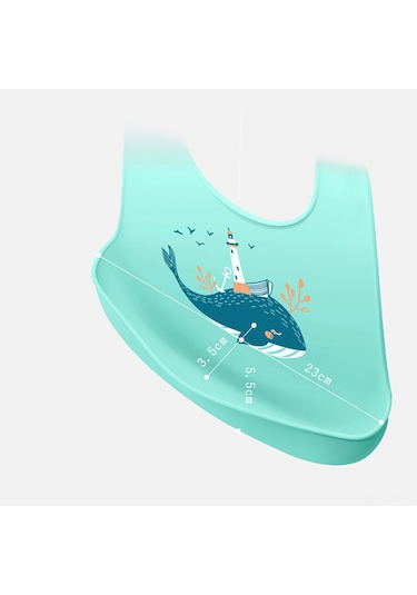 Kangvka Yeşil Dinozor Desenli Bebek Bibsi - Su Geçirmez, Ayrılabilir Tasarım, Kolay Taşınabilir, Yemek Yeme Koruyucu, Ayarlanabilir Boyun Kemerli Silikon Mangane