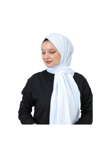 Şal Zarif Başörtüsü Eşarp Tesettür Giyim Uzun Abiyelik Beyaz