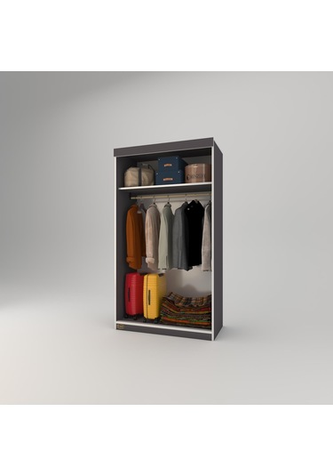 Kenzlife Gardırop Sürgülü Kapaklı Kapılı Karanfil100 Gri Gardolap Dolap