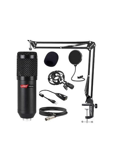Lastvoice BM800BT Black Kondanser Mikrofon Stand Filtre Ses Kartı