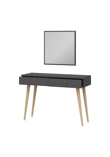 Dekorosso Arden Ahşap Ayaklı Kare Aynalı Modern Dekoratif Dresuar (497932280) Antrasit