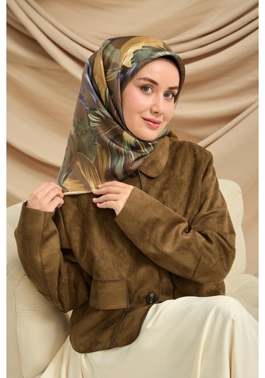 Silk Home Twill İpek Eşarp 11480-67 Kahverengi, İndigo, Fildişi, Yeşil, Gri