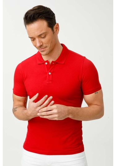 Igs Erkek Kırmızı Standart Polo Yaka Tişört Kırmızı