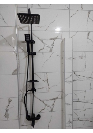 İsaoğlu Yapı Piano Black Siyah Tepe Yağmurlama Duş Seti Ve Siyah Banyo Bataryası Siyah Robot Duş Seti Siyah Duş Siyah
