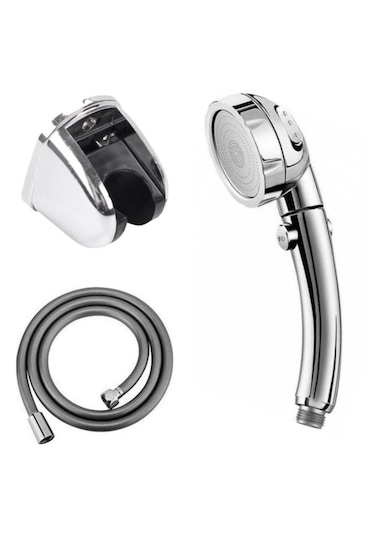 Su Tasarruf 3 Fonksiyon Banyo Duş Başlığı Silikon Hortum Mafsal Krom