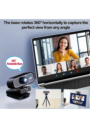 Chuangyinshop Fhd-1080p Webcam Q5 Black Exhqdr Q5 Uhd 4k 120 Derece Genis Acili Usb Kamera Tip C Adaptorlu Tripod