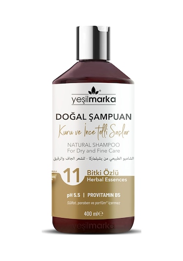Yeşilmarka Doğal Kuru ve İnce Telli Saçlar için Şampuan 400 ML