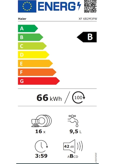 Haier XF 6B2M3PW 10 Programlı 16 Kişilik Wi-Fi + Bluetooth Bağlantılı Bulaşık Makinesi