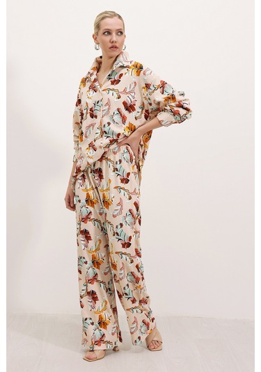 Örme İkili Takım - Krem 001