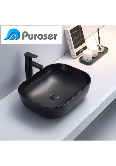 Puroser Palazzo Siyah Tezgah Üstü Çanak Lavabo