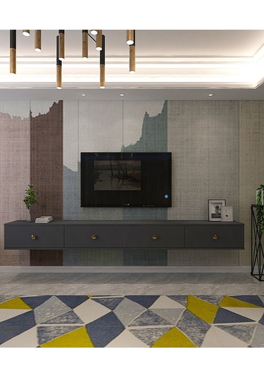 Tda2401ag - Zuzu Double Duvara Montaj Tv Stand Antrasit-gold 240cm Antrasit / Koyu Gri