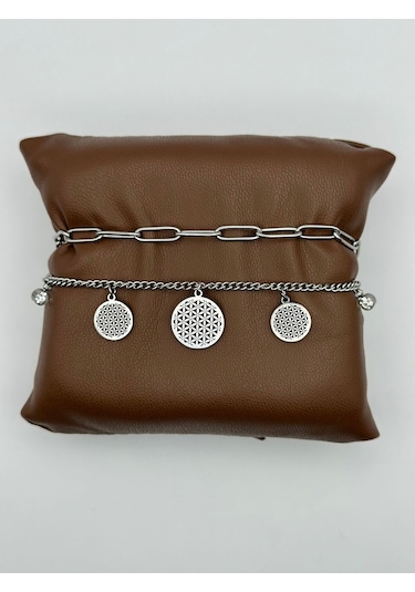 Arnes Jewelry Çelik Silver Zirkon Taşlı Bileklik Ar90 Silver