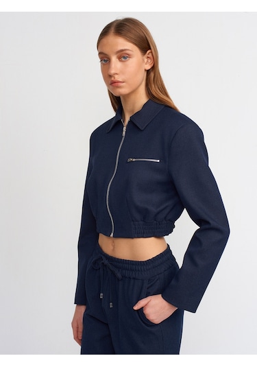 Dilvin Fermuarlı Bomber Ceket Lacivert
